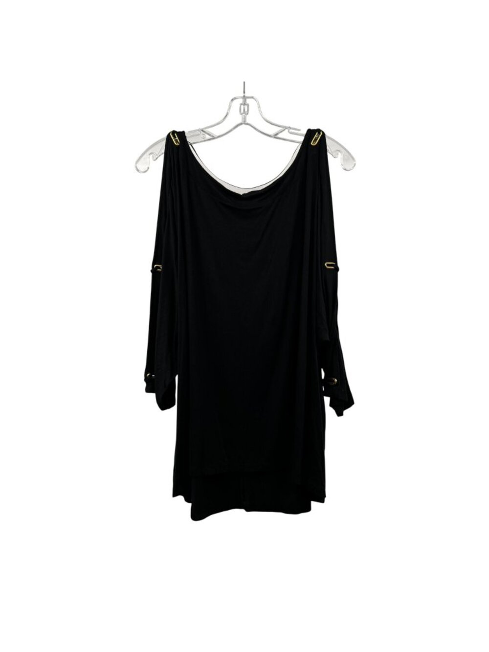 Caleb & Gauge Womens Blouse 3/4 Cut Out Sleeve Black/Gold Size 2X